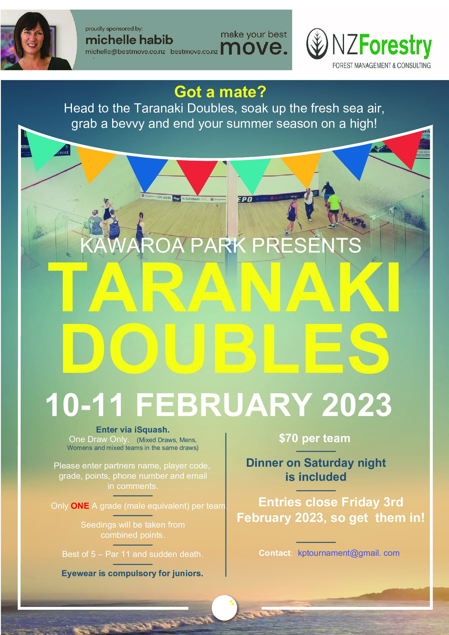 Taranaki Doubles Tournament                              10-11 Feb 2023